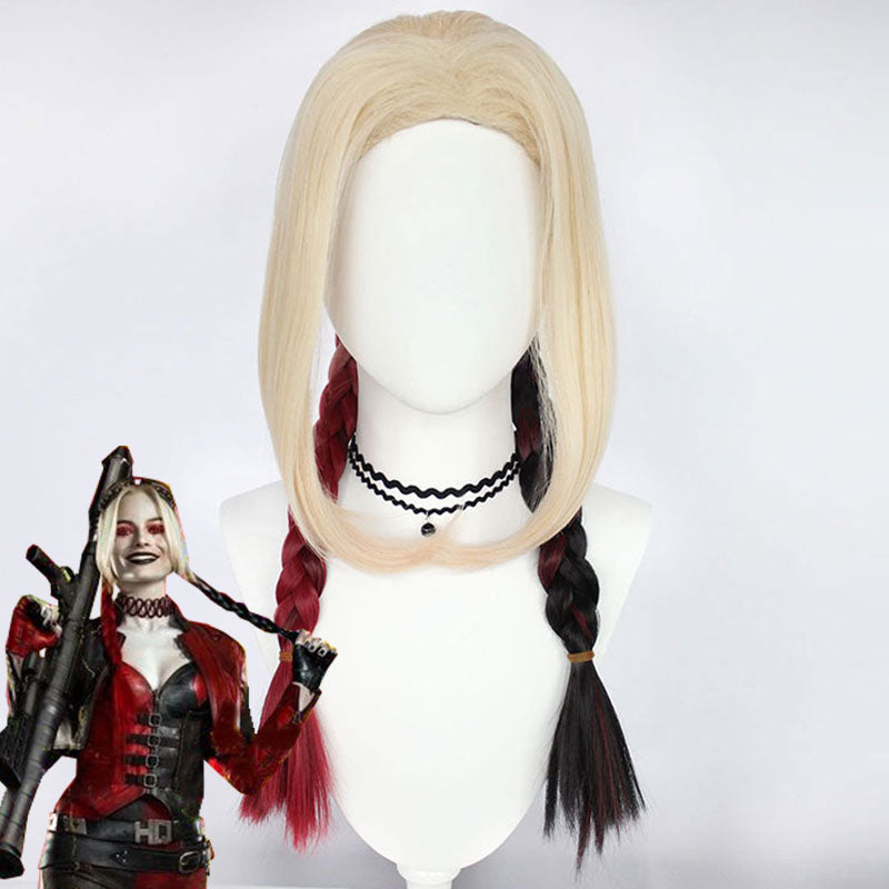 The Suicide Squad 2 Harley Quinn Gold-Rot Cosplay-Perücke
