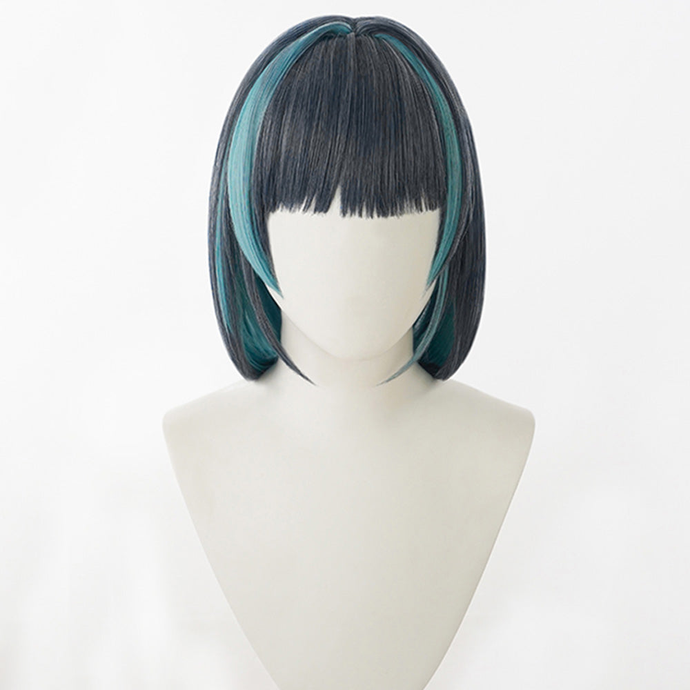 Azur Lane HMS Cheshire Grey Blue Green Cosplay Wig