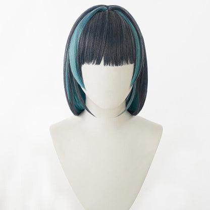 Azur Lane HMS Cheshire Grey Blue Green Cosplay Wig