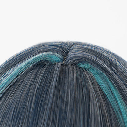 Azur Lane HMS Cheshire Grey Blue Green Cosplay Wig