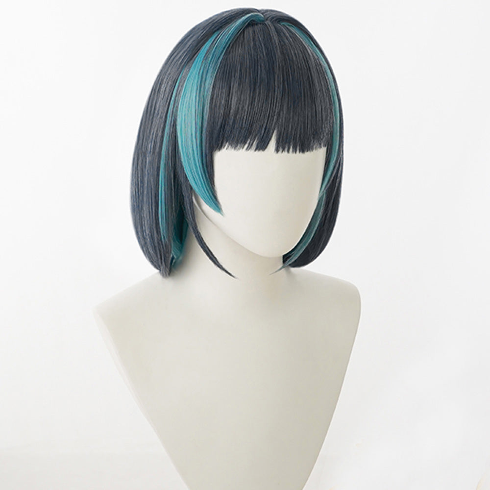 Azur Lane HMS Cheshire Grey Blue Green Cosplay Wig