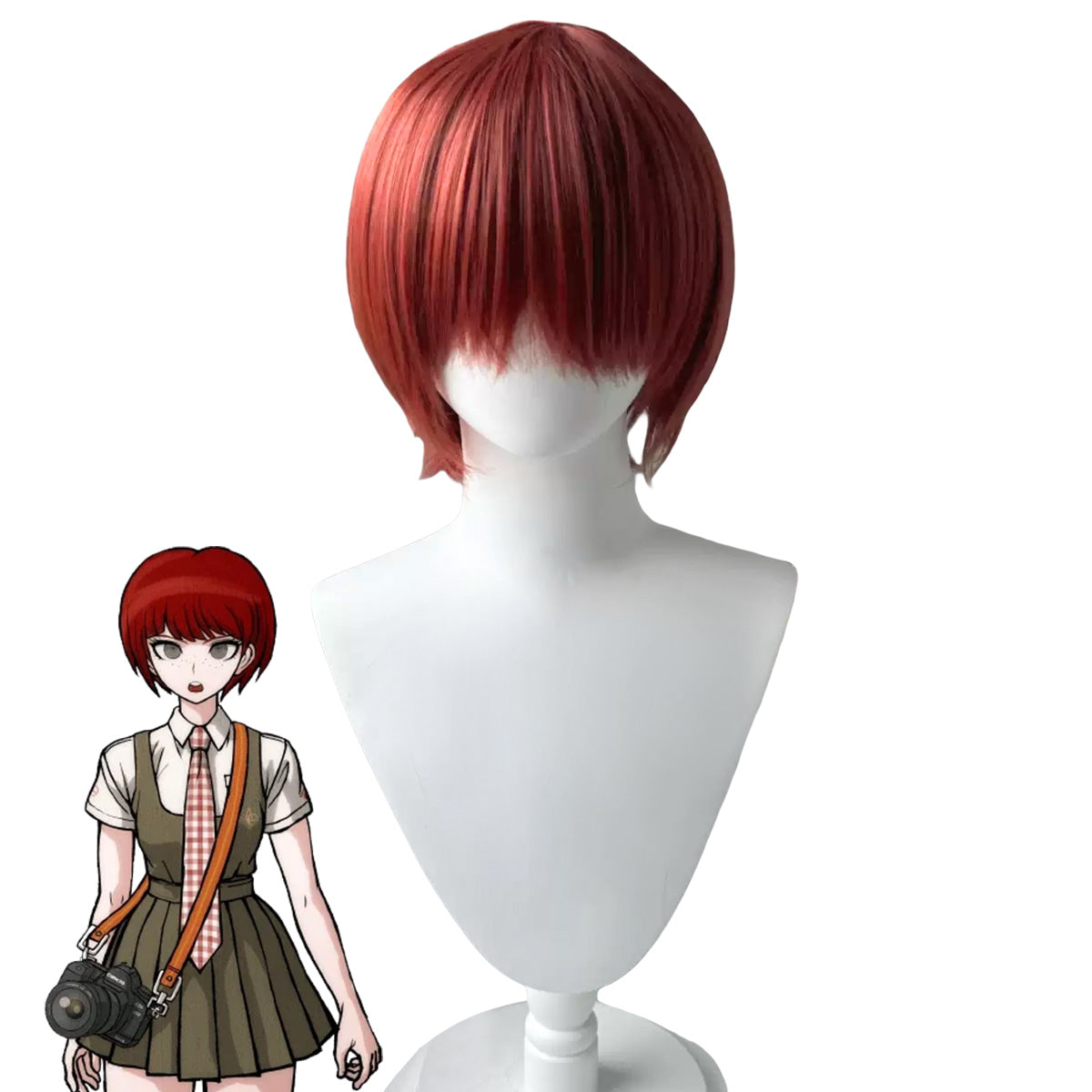 Perruque de cosplay rouge Danganronpa Mahiru Koizumi