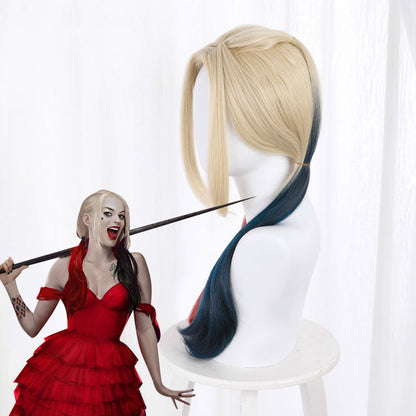 The Suicide Squad 2 Harley Quinn Blau Rot Cosplay Perücke