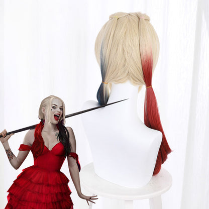 The Suicide Squad 2 Harley Quinn Blau Rot Cosplay Perücke